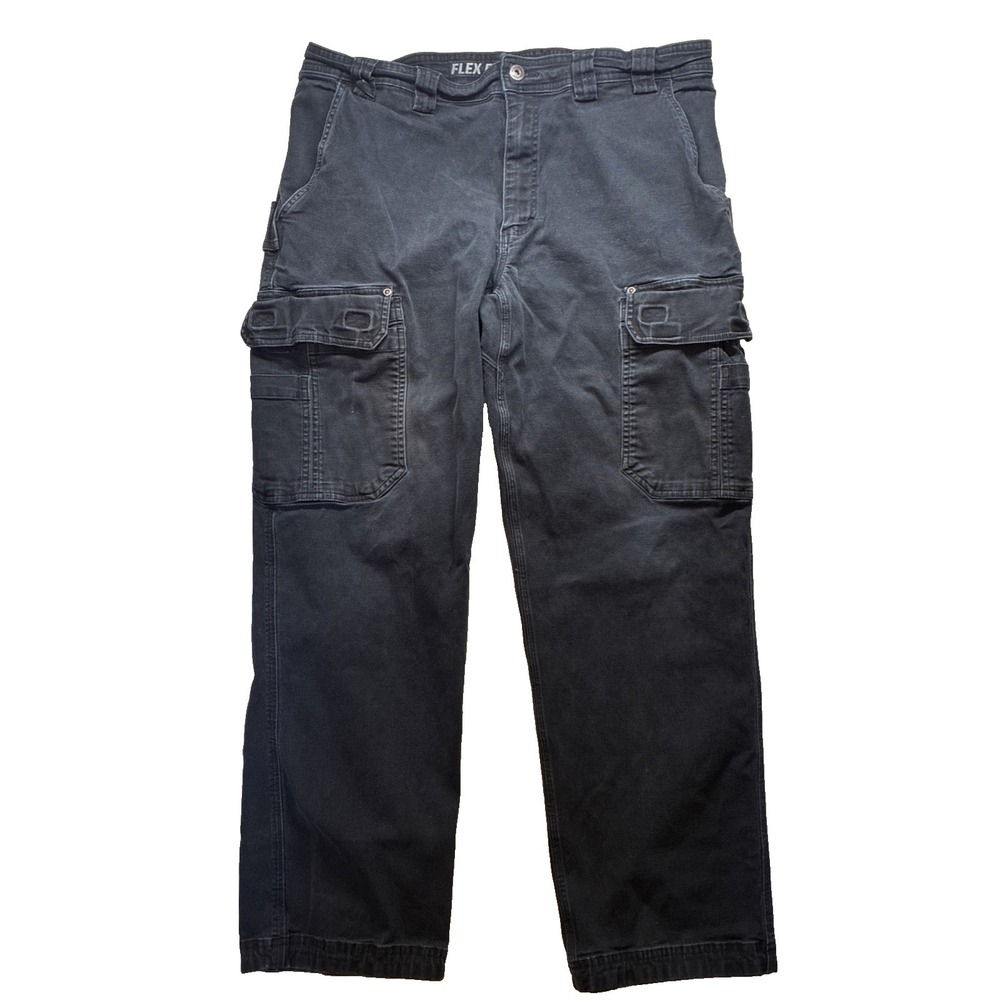 Duluth Trading Flex Fire Hose Cargo Pant Mens Tag-40x32 Fits-38x29 Black Utility - Picture 1 of 16